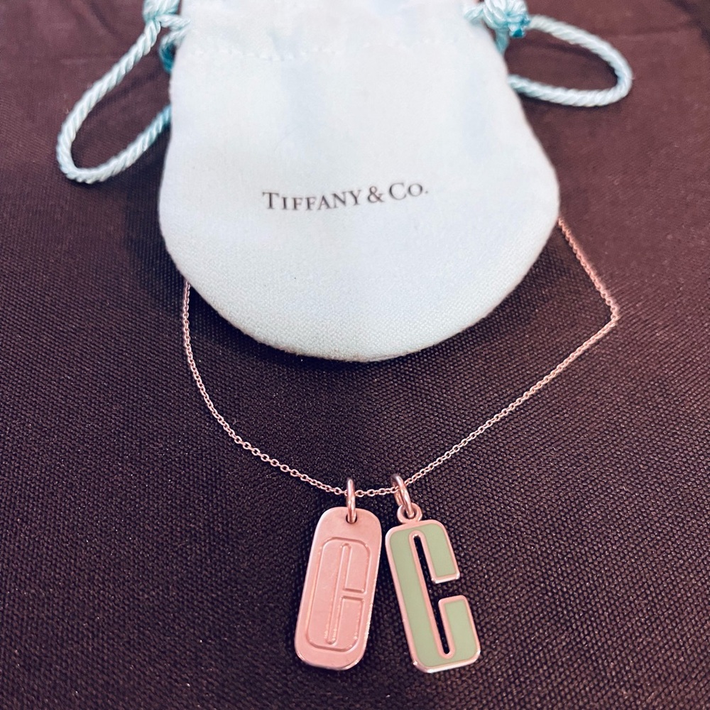 Tiffany & Co. Tiffany Blue Two Pendant Necklace Set. #startbetter “C” Bar.